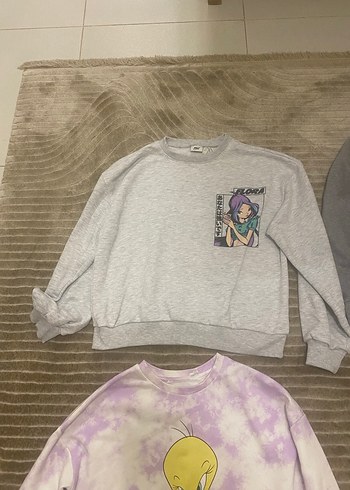 Gri Kız Sweatshirt ve Eşofman Takımı - Görsel 3