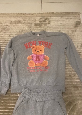 Gri Kız Sweatshirt ve Eşofman Takımı - Görsel 6