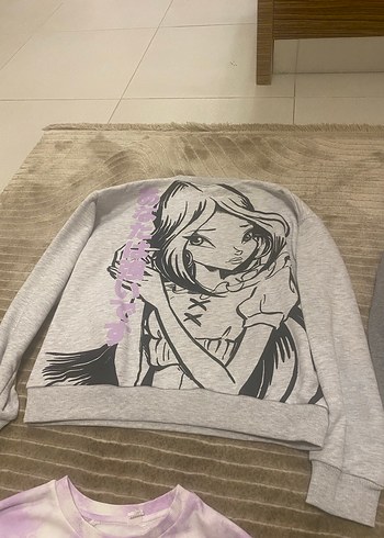 Gri Kız Sweatshirt ve Eşofman Takımı - Görsel 5