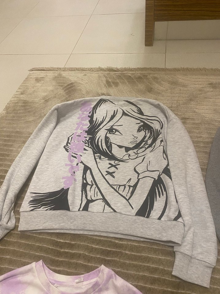 Gri Kız Sweatshirt ve Eşofman Takımı - Görsel 5