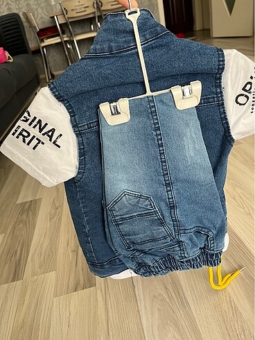 3 Yaş Beden mavi Renk 3?lü kot takım