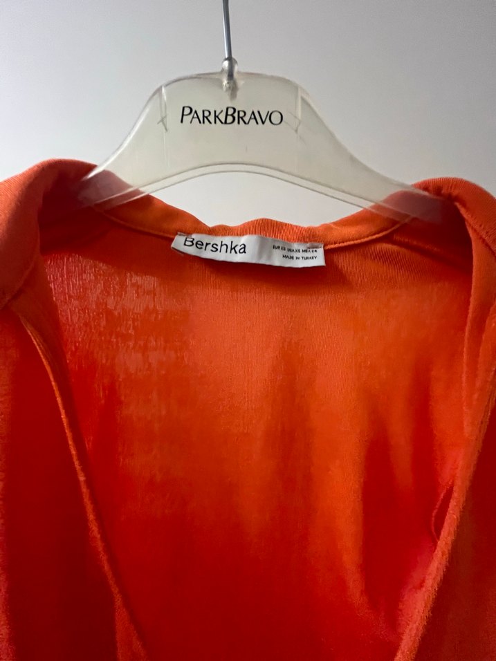 Turuncu Drapeli Uzun Kollu Mini Bluz - Görsel 3