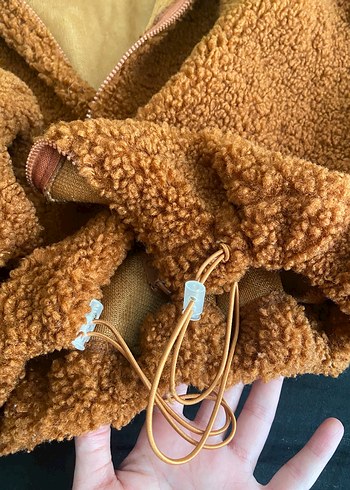 Kahverengi yumoş Kadın Kışlık Kapüşonlu Ceket - Görsel 3