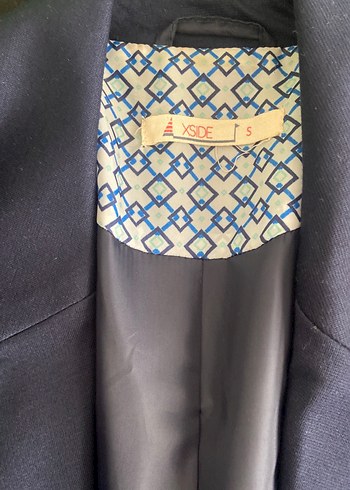 Lacivert Kadın Düğmeli Notch Yaka Blazer - Görsel 3