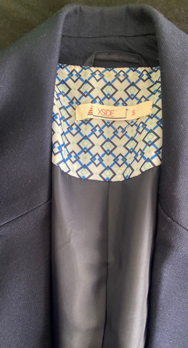 Lacivert Kadın Düğmeli Notch Yaka Blazer - Görsel 3