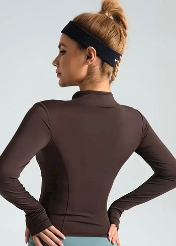Kadın Kahverengi Slim Yoga Ceketi - Görsel 2