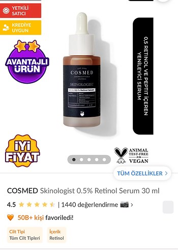 COSMED SKINOLOGIST %0,5 Retinol Serum - Görsel 4