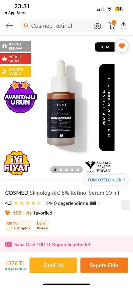 COSMED SKINOLOGIST %0,5 Retinol Serum - Görsel 4