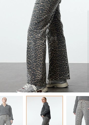 Gri Leopar Desenli Kadın Jean - Görsel 2