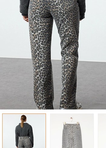 Gri Leopar Desenli Kadın Jean - Görsel 5