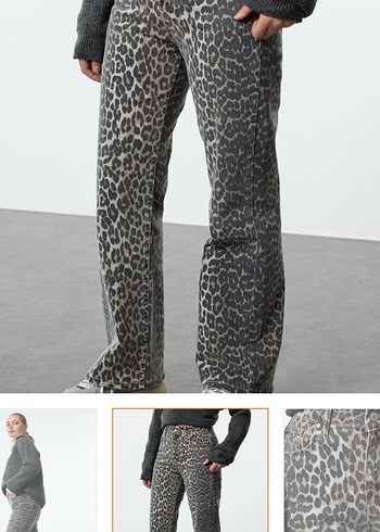 Gri Leopar Desenli Kadın Jean - Görsel 3