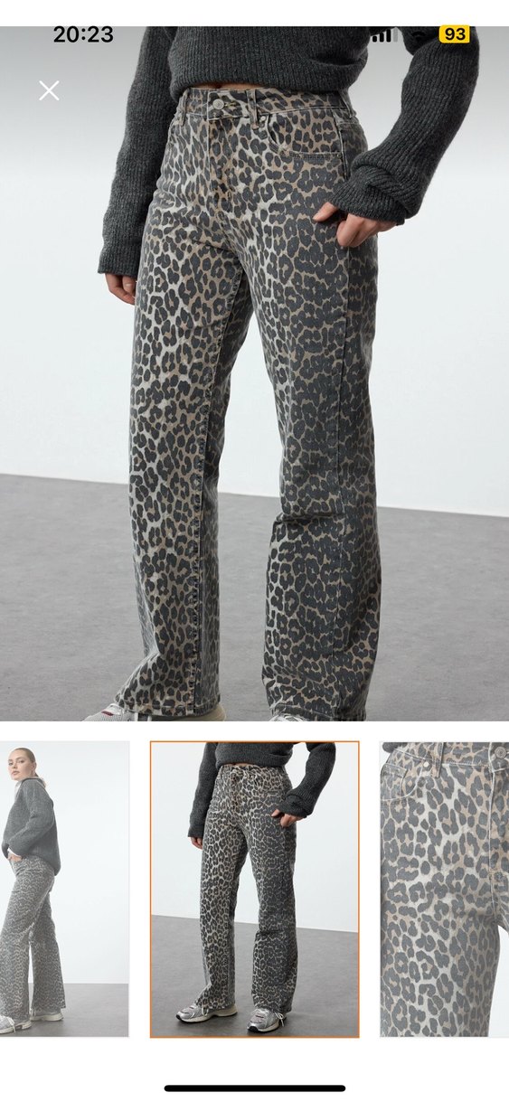 Gri Leopar Desenli Kadın Jean - Görsel 3