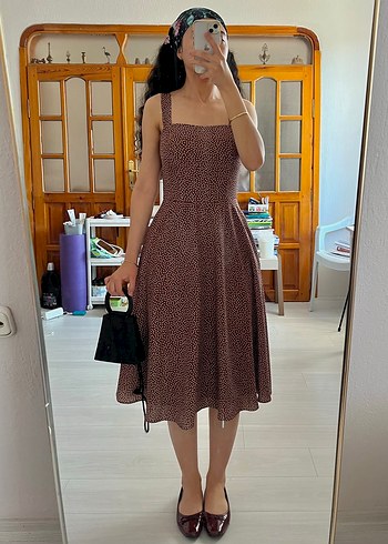 Vintage Retro Puantiyeli Elbise