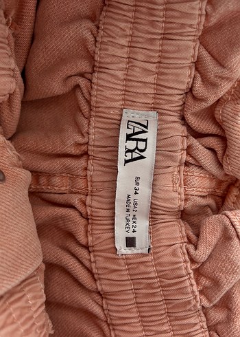 34 Beden Zara Pembe Bağcıklı Kadın Yüksek Bel Mini Şort