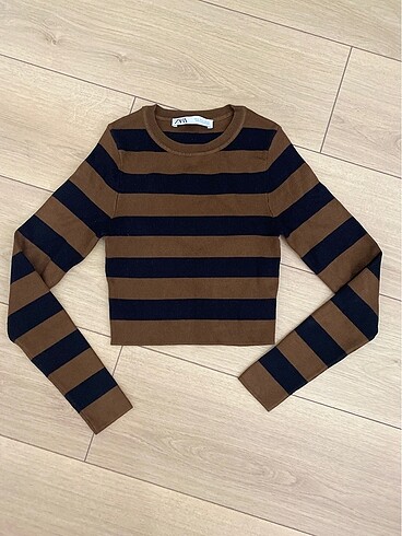 Zara crop triko çizgili