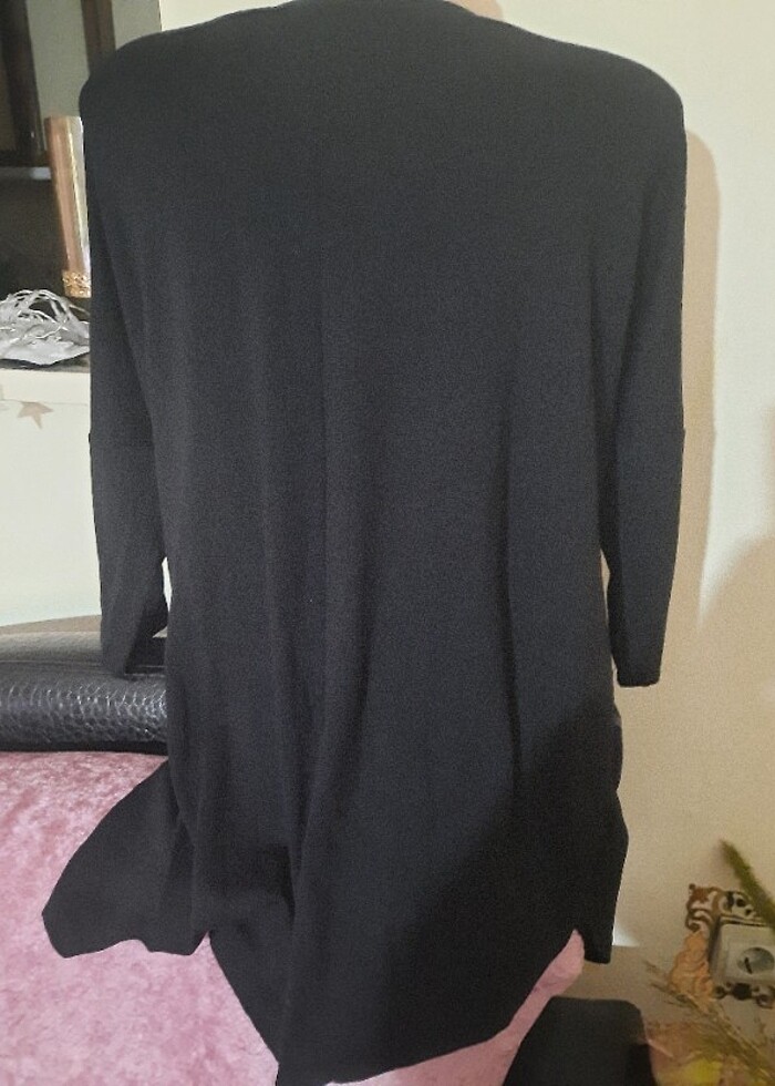 Deri detaylı bluz - Görsel 3