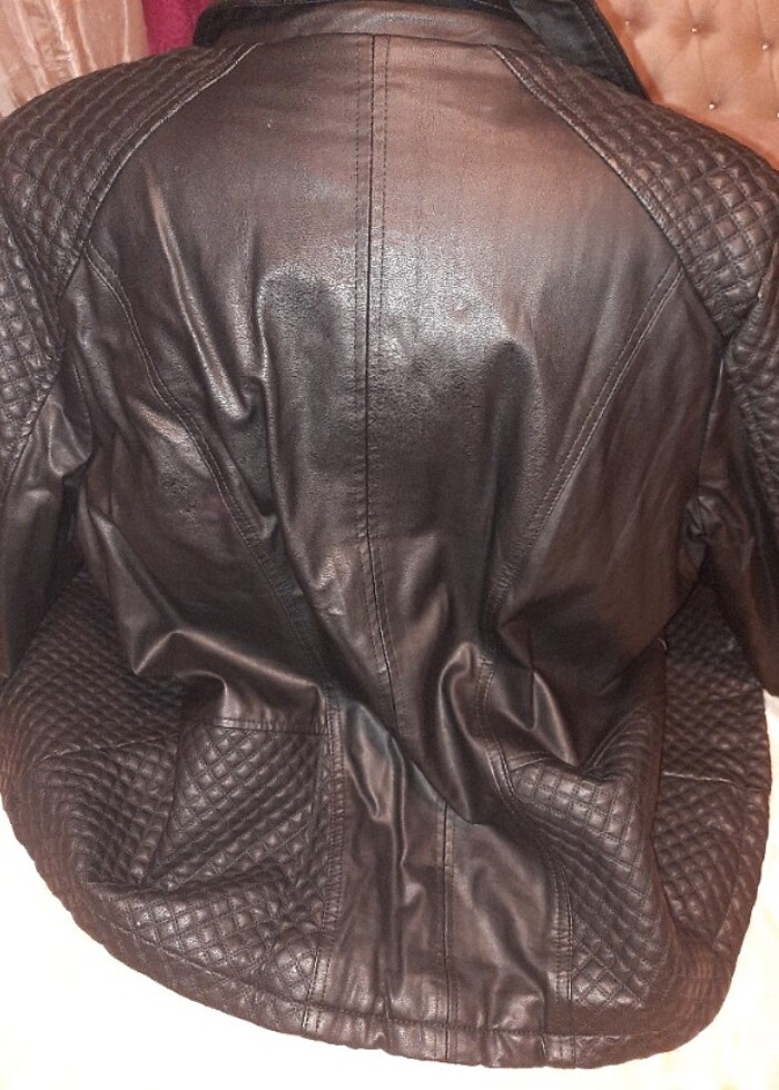 İçi sardonlu deri mont  - Görsel 3