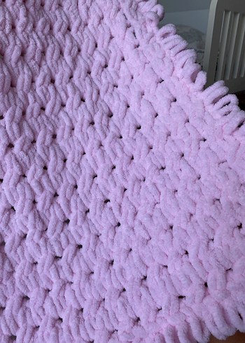 Pembe Örgü Bebek Battaniyesi - Görsel 3