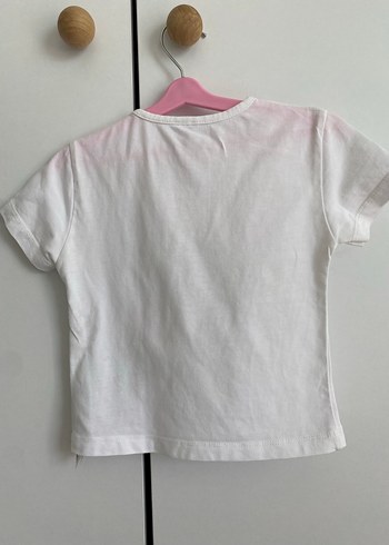 Beyaz Çiçek Baskılı Kız Tişörtü - Görsel 5