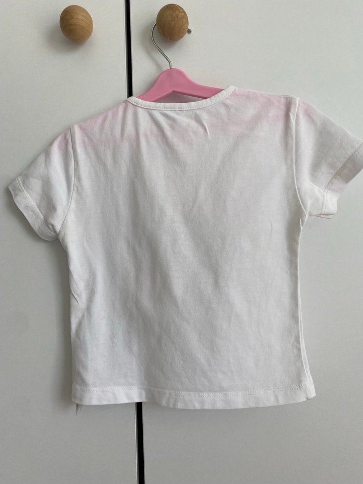 Beyaz Çiçek Baskılı Kız Tişörtü - Görsel 5