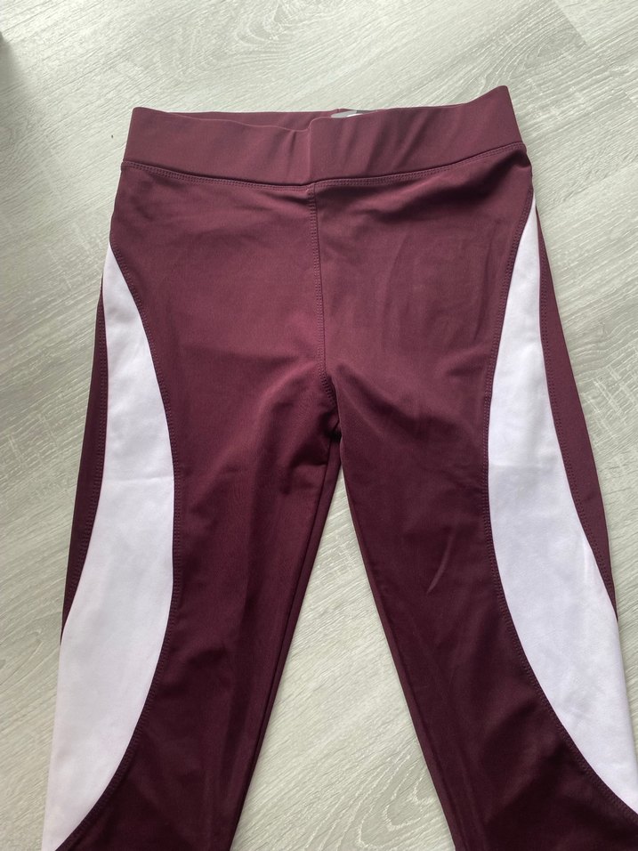 Bordo Beyaz Kadın Spor Tayt - Görsel 2
