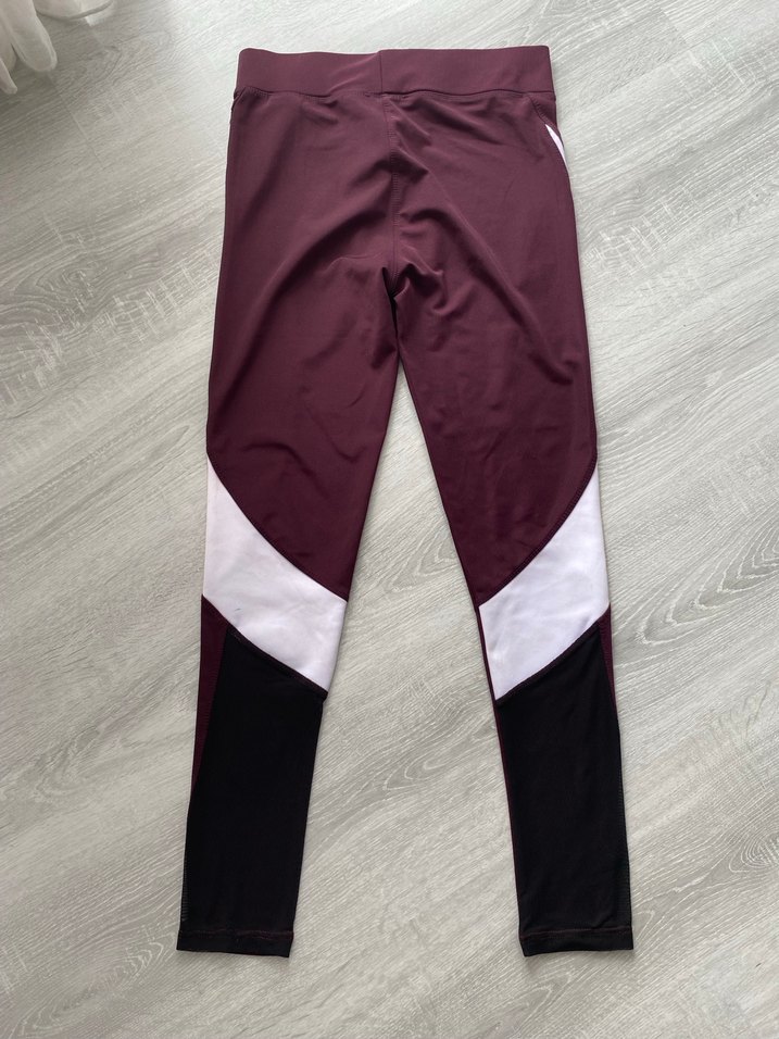 Bordo Beyaz Kadın Spor Tayt - Görsel 4