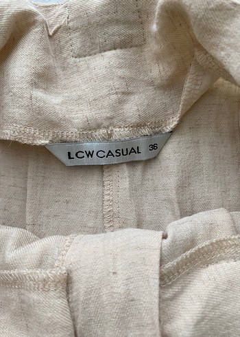 Bej Kemerli Keten Kadın Pantolon - Görsel 6