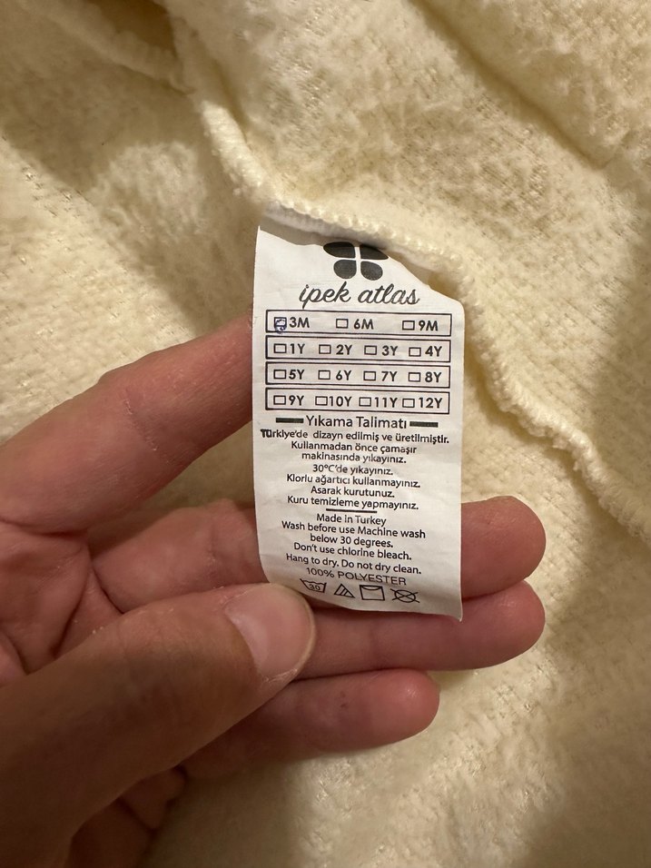 Beyaz Peluş Bebek Tulumu Ayıcık Detaylı - Görsel 5