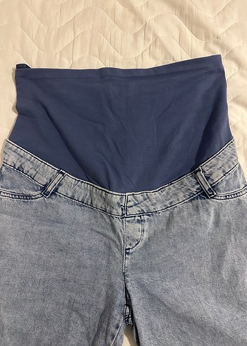 Hamile Kot Şort Yüksek Belli - Görsel 3