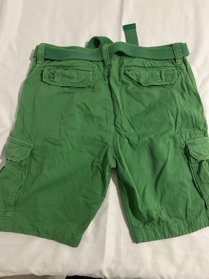 Erkek Yeşil Kemerli Kargo Şort - Görsel 5