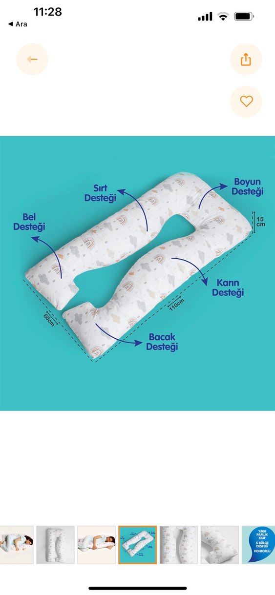 Baskılı Beyaz Hamile Destek Yastığı - Görsel 3