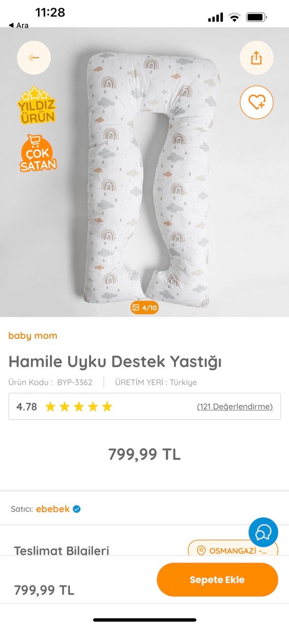 Baskılı Beyaz Hamile Destek Yastığı - Görsel 2
