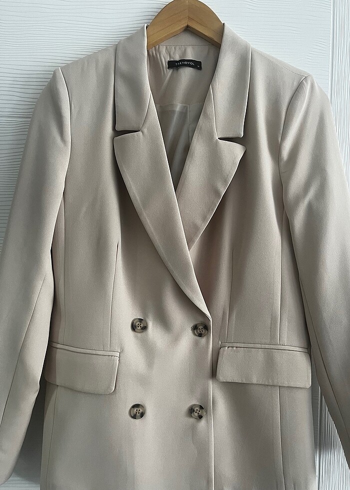 Bej Düğmeli Blazer Ceket - Görsel 2