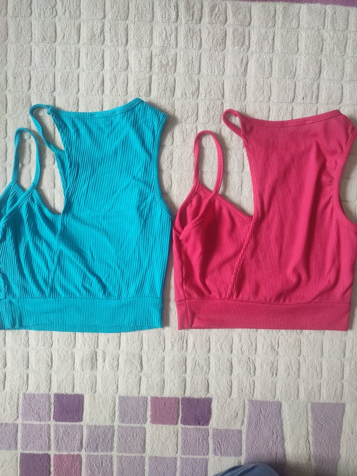 Ambar marka Pembe ve Mavi renk 2 adet Crop bluz fiyatıdır - Görsel 2