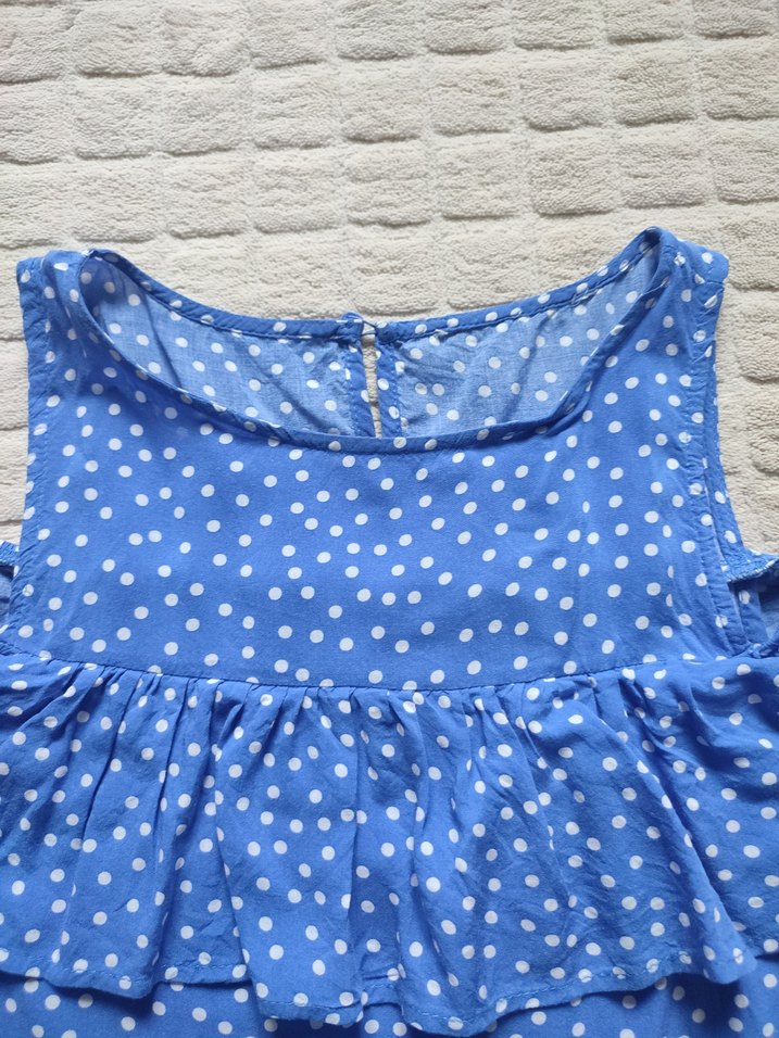 Bluz Mavi Puantiyeli Fırfırlı - Görsel 3