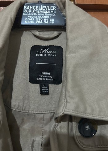 Bej Düğmeli Midi Trençkot mavi jeans - Görsel 2