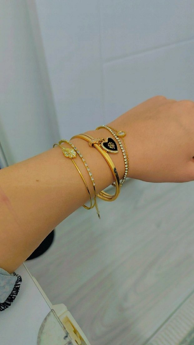 Minimalist Altın Renkli Boncuklu Bileklik - Görsel 2