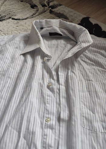 Gri Çizgili Uzun Kollu Erkek Keten Gömlek - Görsel 2