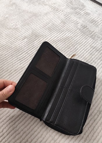 Fermuarlı Siyah Deri Kadın Portföy Cüzdan - Görsel 4