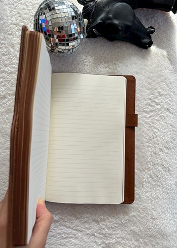 L Model Kahverengi Deri  Kapaklı Defter - Görsel 3