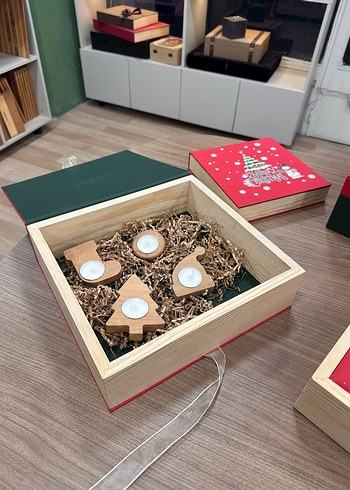 Kırmızı Noel Temalı Ahşap Hediye Kutusu - Görsel 14
