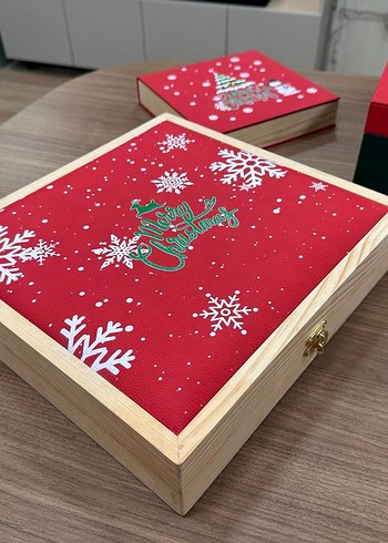 Kırmızı Noel Temalı Ahşap Hediye Kutusu - Görsel 6