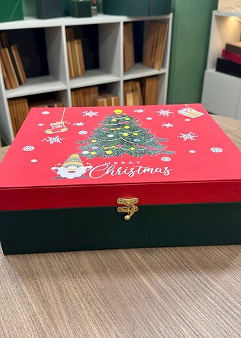 Kırmızı Noel Temalı Ahşap Hediye Kutusu - Görsel 8