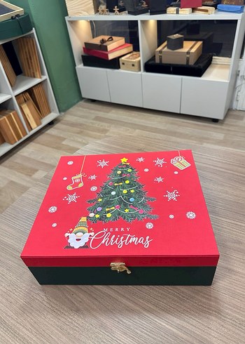 Kırmızı Noel Temalı Ahşap Hediye Kutusu - Görsel 7