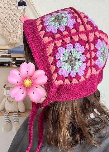 Renkli Örgü Bohem Kadın Bere - Görsel 2