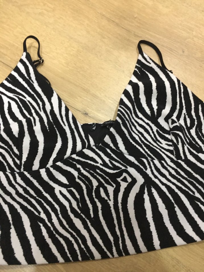Zebra Desenli Siyah Mini Büstiyer - Görsel 2