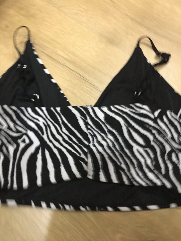 Zebra Desenli Siyah Mini Büstiyer - Görsel 4