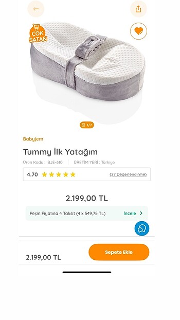 Tummy Bebek Reflü Yatağı Yenidoğan 