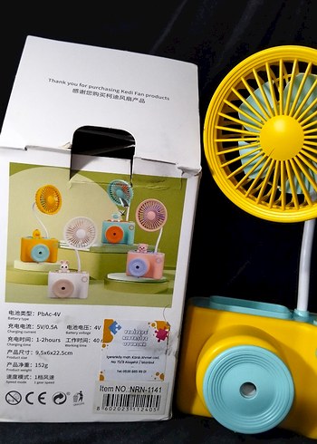 Sarı Mini Kamera Tasarımlı Masaüstü Vantilatör - Görsel 2
