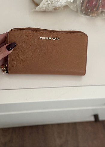 Michael Kors Michael Kors Kahverengi Deri Fermuarlı Cüzdan